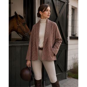 April Rose Murphy Womens Ireland Houndstooth Wool Cardigan Blazer One Size